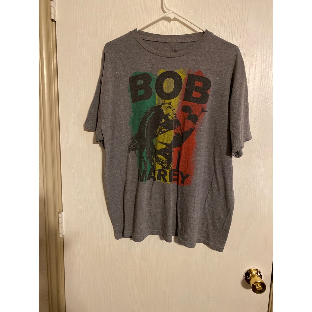 Bob Marley Zion Rootswear Mens XL Heather Gray Rasta Graphic T-Shirt Reggae 0738